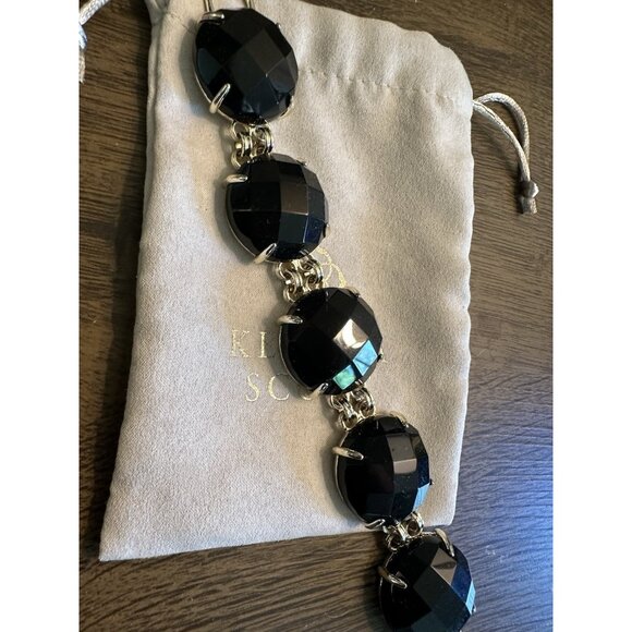 Kendra Scott Cassie Bracelet Faceted Gumdrop Round Statement Bracelet Black Gold - Picture 2 of 4